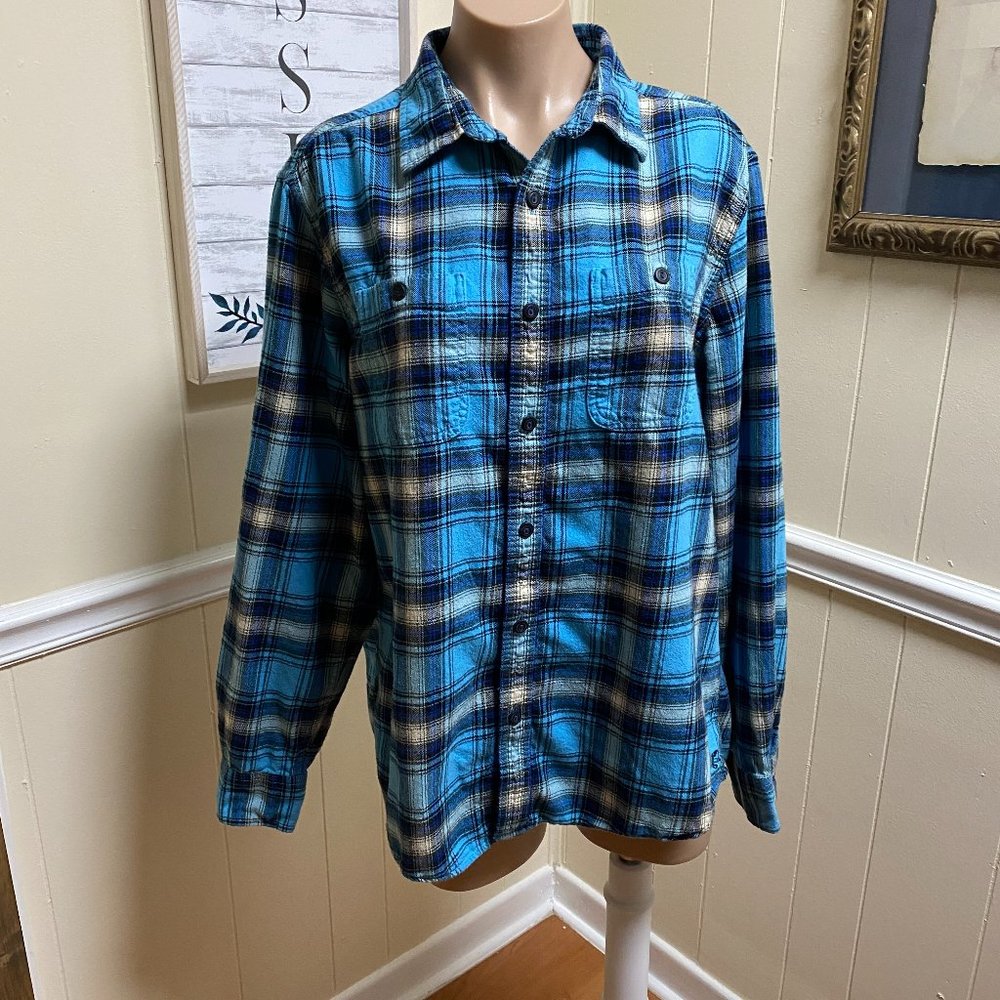 American Eagle Outfitters Prep Fit Flannel Plaid Shirt Sz L